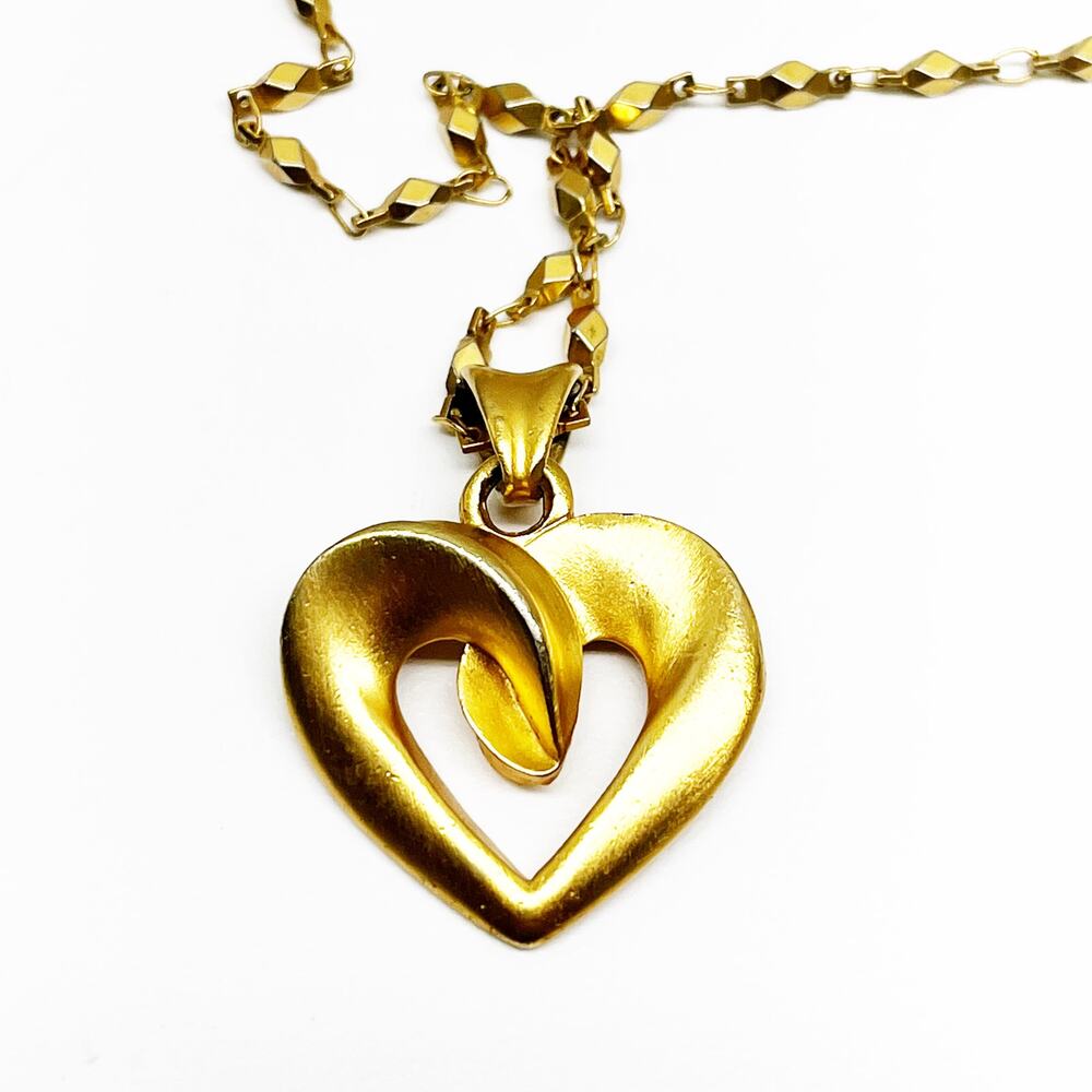 Anne Klein Vintage Brushed Gold Heart Pendant Necklace